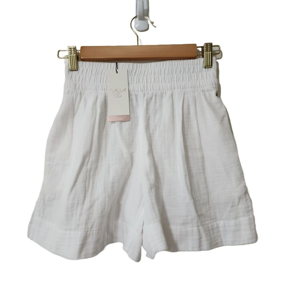 NWT Calia Womens Swim Collection Cover-Up Shorts White Crinkle Cotton Size XXS